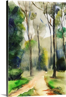 Abstract Landscape With Trees And Walkway