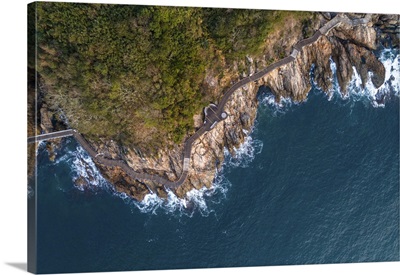 Aerial View Of Coastline From Drone