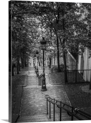 An Early Morning Walker At The Foot Of The Rue Foyatier Staircase At Montmartre