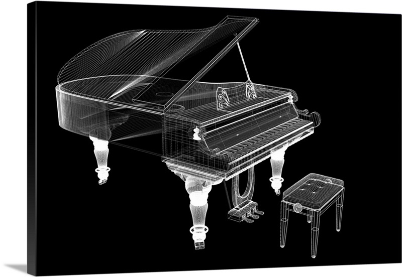 Path Leading To Vintage Piano 3d Body And Wire Models Background