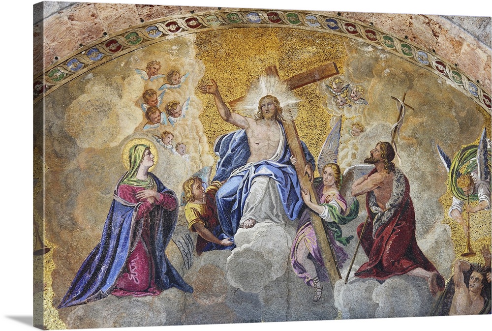 Mosaic in St. Mark Basilica depicting the Ascension of Jesus Christ in Venice, Italy.
