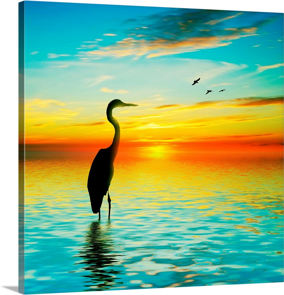 Beautiful landscape with a heron.