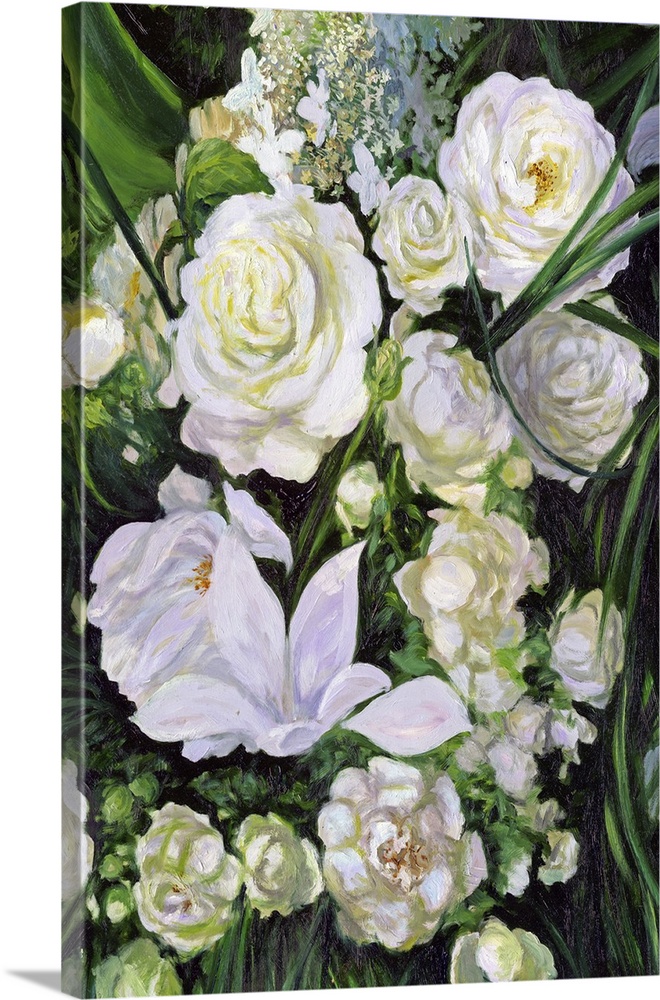 Bouquet of white roses. Originally oil on canvas.