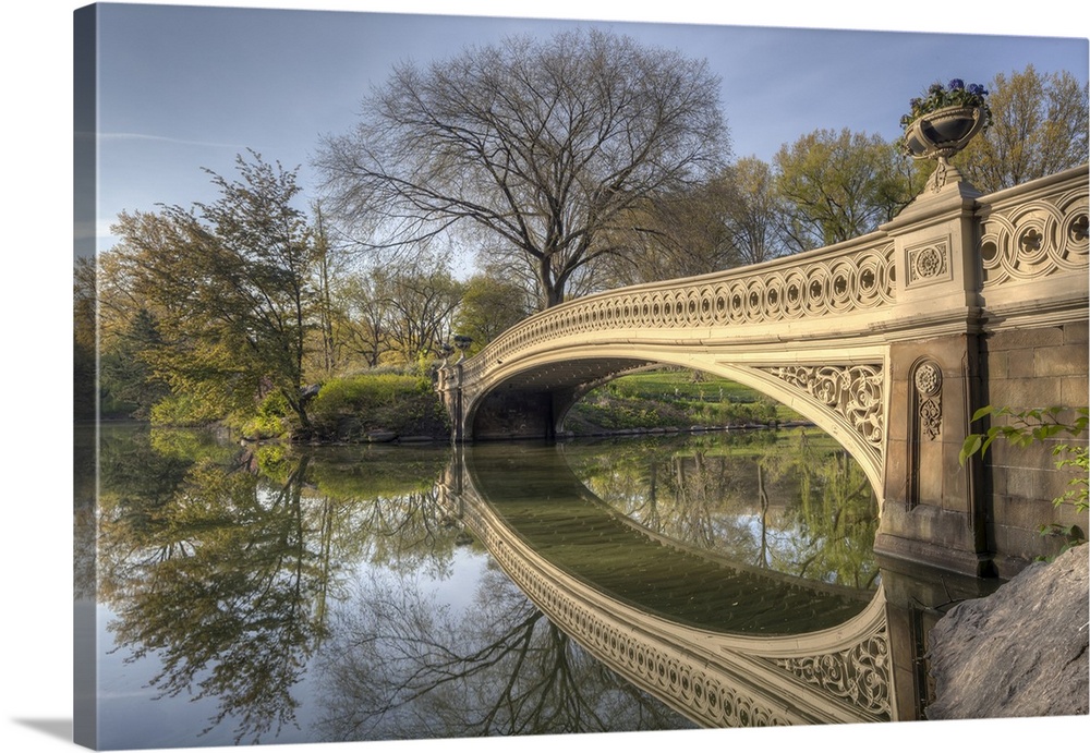 Central Park, New York City bow bridge in the early morning.