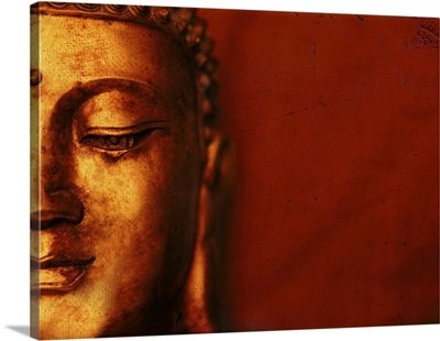 Buddha Face With Red Background