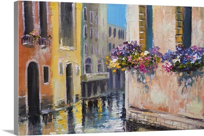 Canal In Venice, Italy, Famous Tourist Place, Colorful Impressionism
