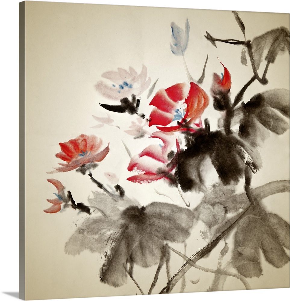 Chinese painting of morning glory. Originally on paper.