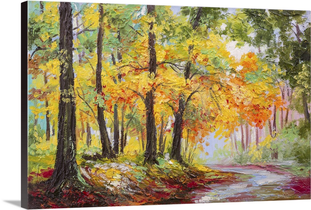 Originally an oil painting landscape - colorful autumn forest.