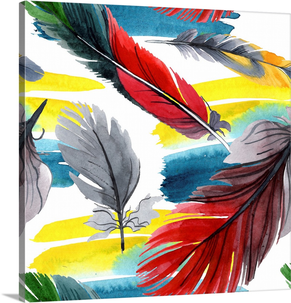 Originally a watercolor of a colorful bird feather.