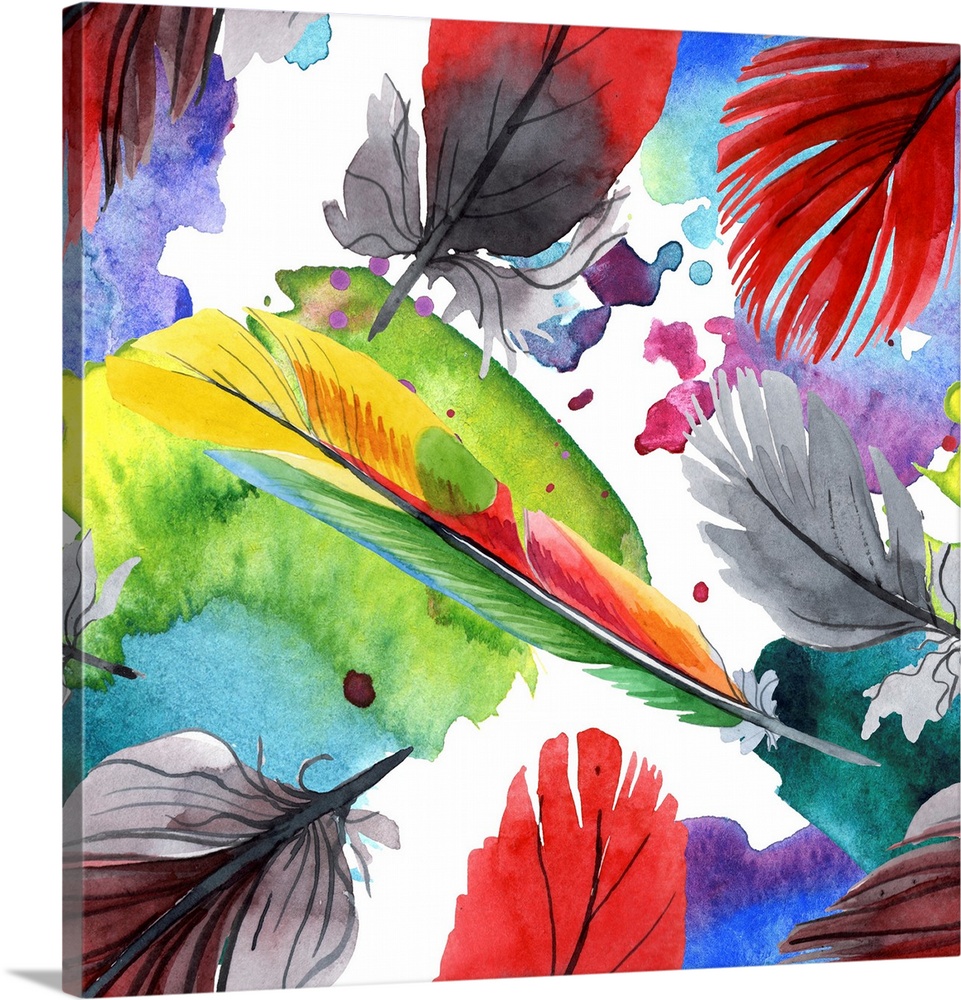 Originally a watercolor of a colorful bird feather.