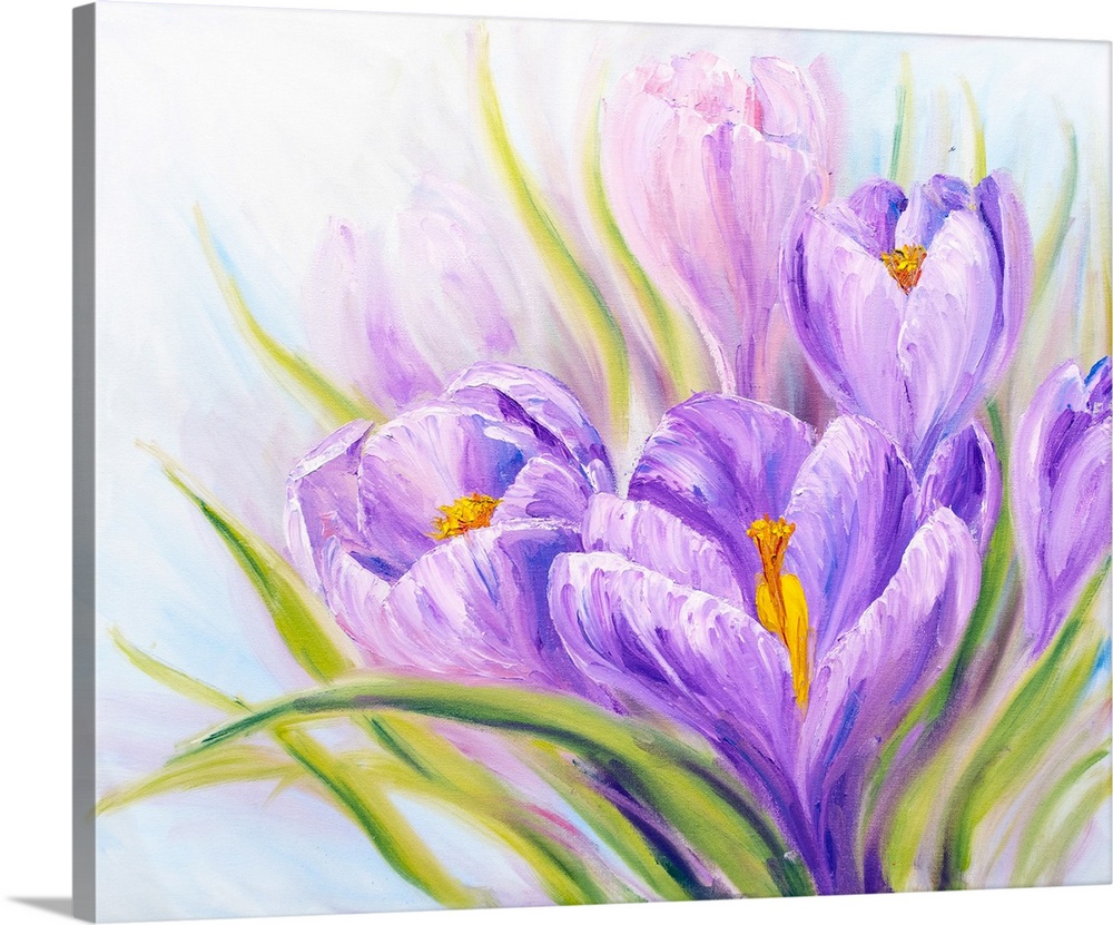 Crocuses, originally an oil painting on canvas.