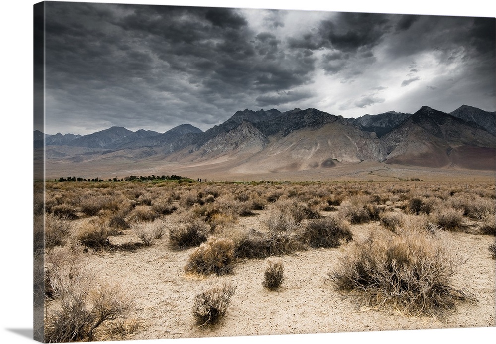 Panoramic view of dark clouds in Death Valley National Park, Nevada, USA.