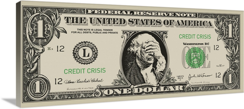 Vector illustration of a dollar bill illustrating a credit crisis.