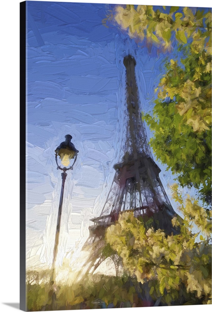 Eiffel tower in an artwork style in Paris, France.