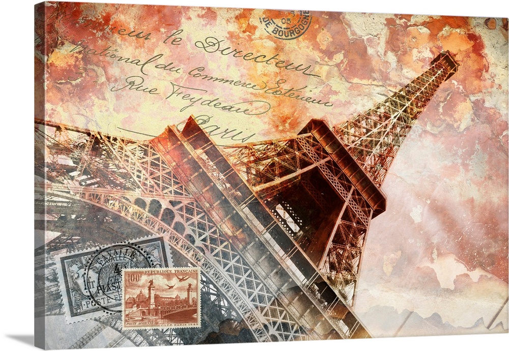 Eiffel tower in Paris, abstract art, digital art.