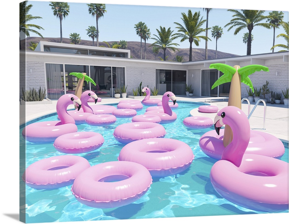 Flamingo Floats In A Pool