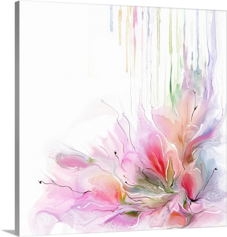 Watercolor background, floral composition.