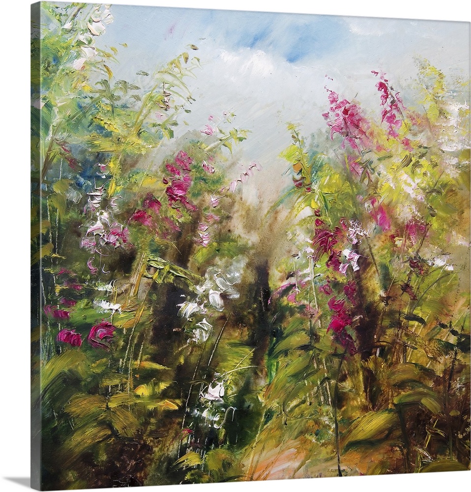 Flowers in the garden, originally an oil painting.