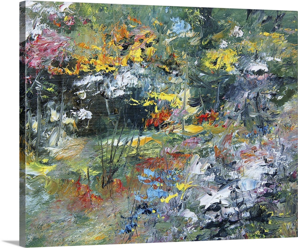 Flowers in the garden, originally an oil painting.