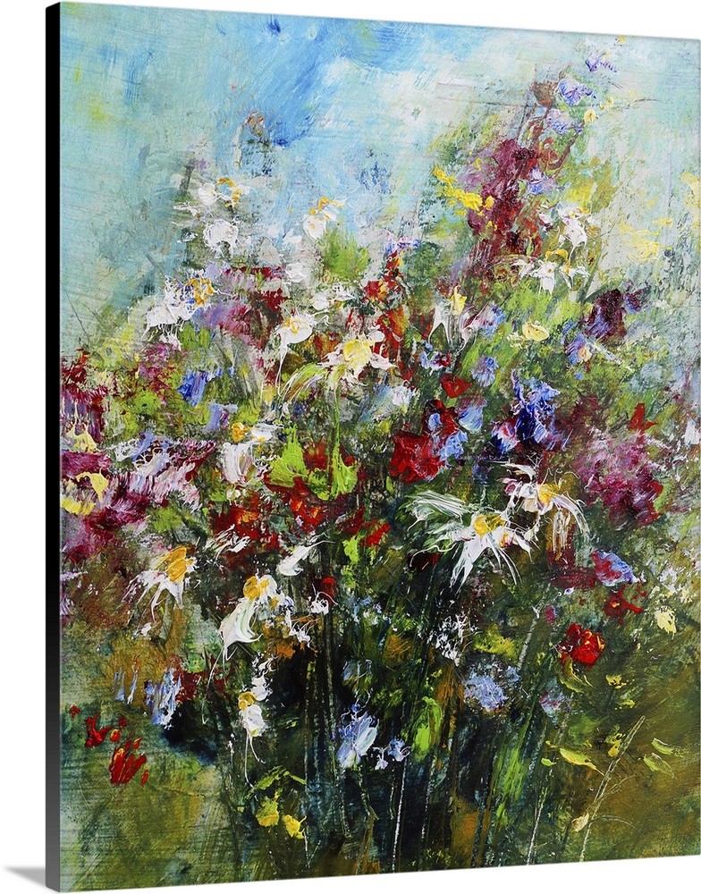 Flowers in the garden, originally an oil painting, artistic background.