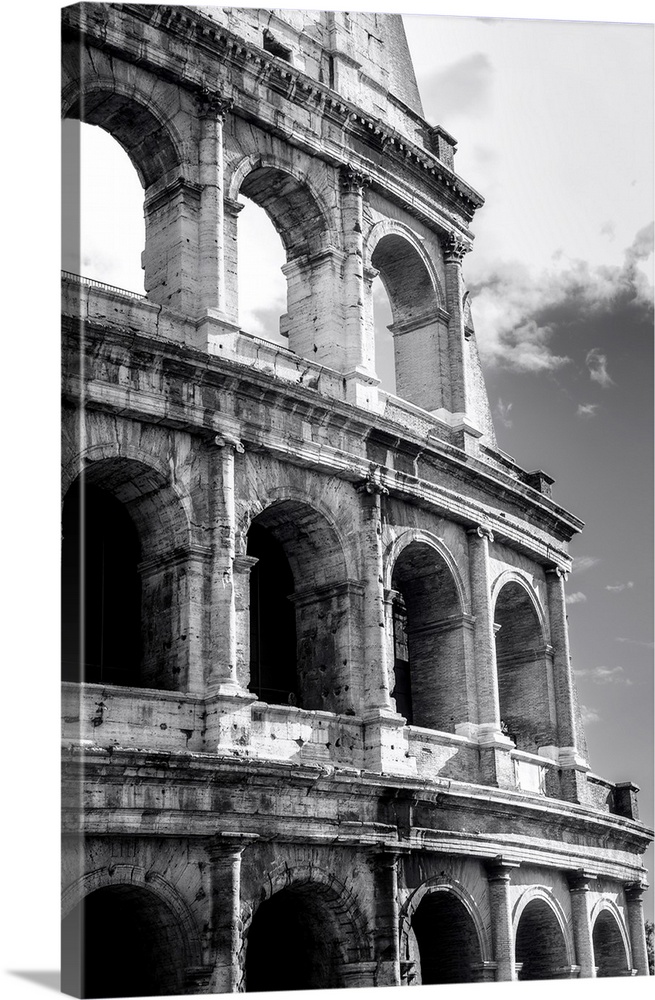 Great colosseum, Rome, Italy. Black and white photo.
