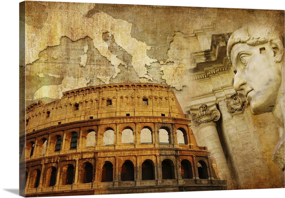 Great Roman Empire - conceptual collage in retro style.
