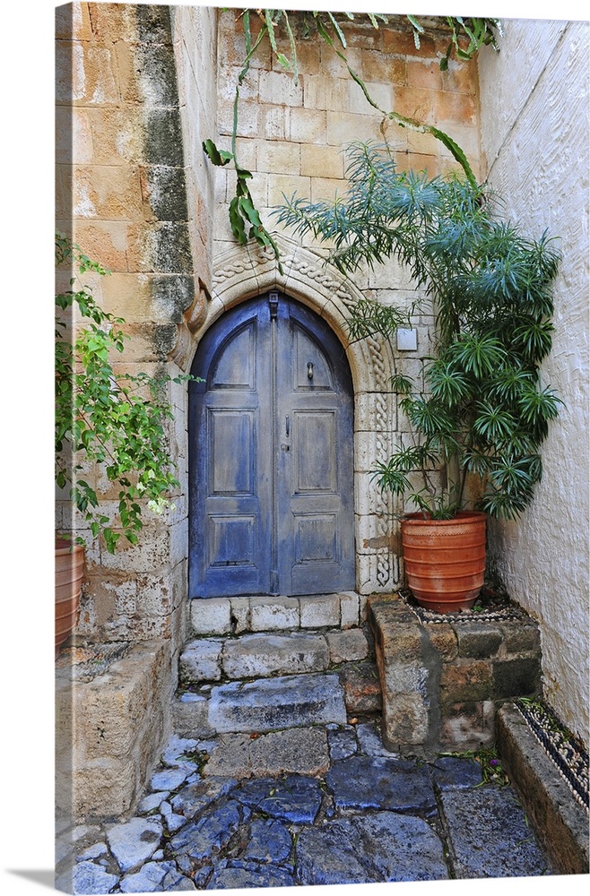Courtyard of a typical Greek houses on the Island of Rhodes.