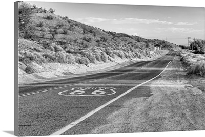 Historic Route 66 With Pavement Sign In California