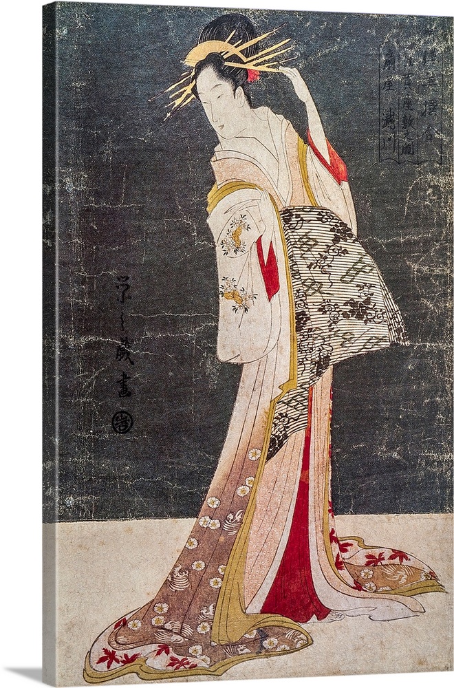 Hosoda Eishi. Woman. Traditional Japanese engraving Ukiyo-e.