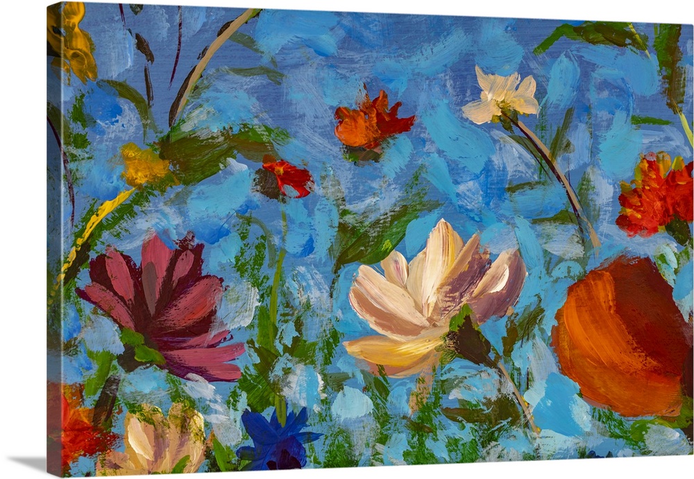 Impressionist floral painting originally in oil.