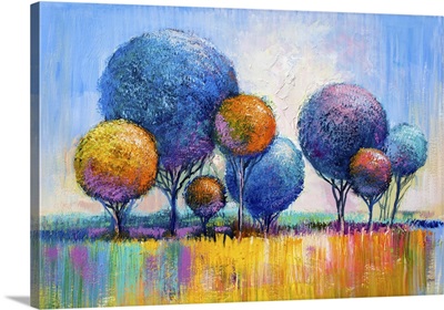 Impressionist Landscape With Colorful  Trees