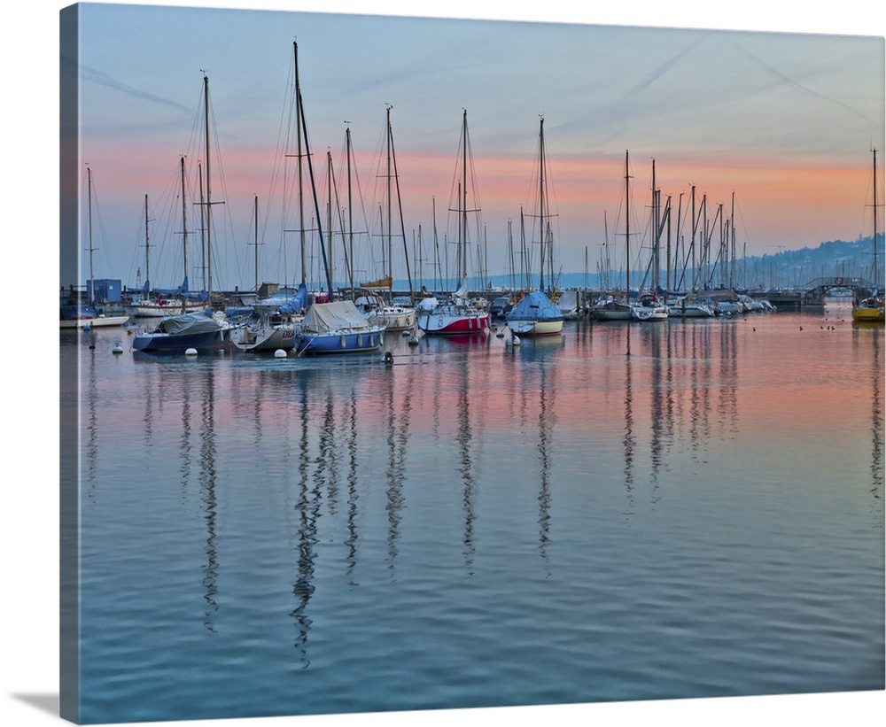 Dawn at a marina at Lake Geneva, Switzerland.