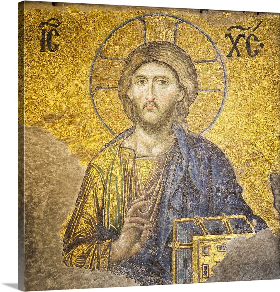 Mosaic of Jesus Christ found in the old church of Hagia Sophia in Istanbul, Turkey.