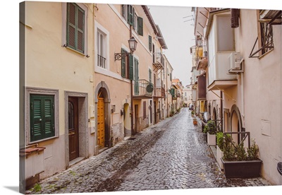 Narrow Street With Buildings In Castel Gandolfo, Rome Suburb, Italy