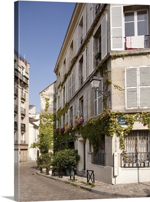 Old Cobbled Street In Montmartre, Paris