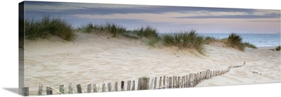 Panorama Landscape Of Sand Dunes System On Beach At Sunrise