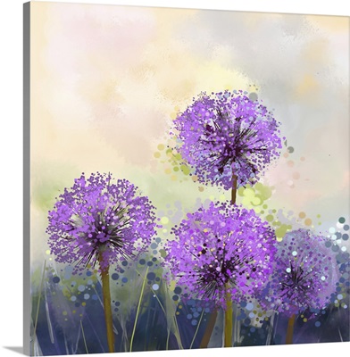 Purple Onion Flower, Spring Floral Nature Background