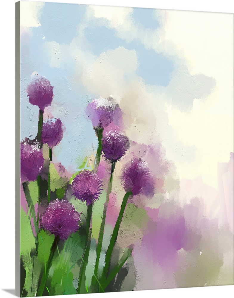 Purple onion flowers, originally an oil painting.