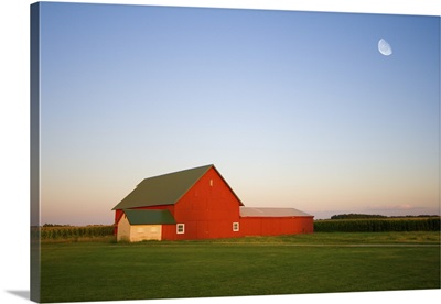 Red Barn On A Farm In Central Indiana