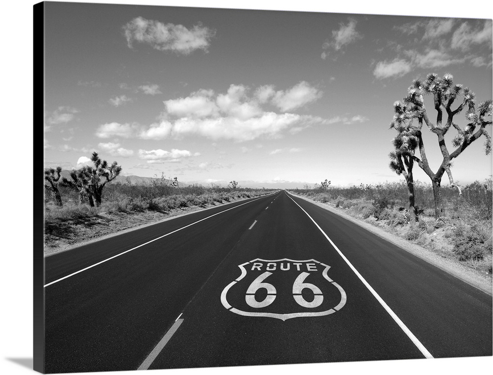 Route 66 crossing the Mojave desert.