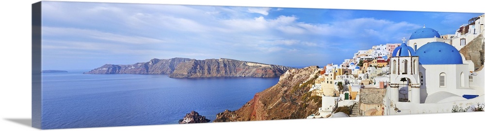Panoramic view of Oia village on Santorini island, Greece.