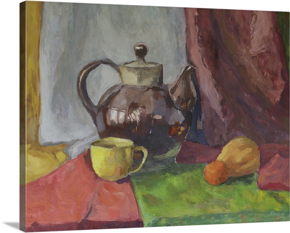 Still life with teapot. Originally a painting of gouache on paper.