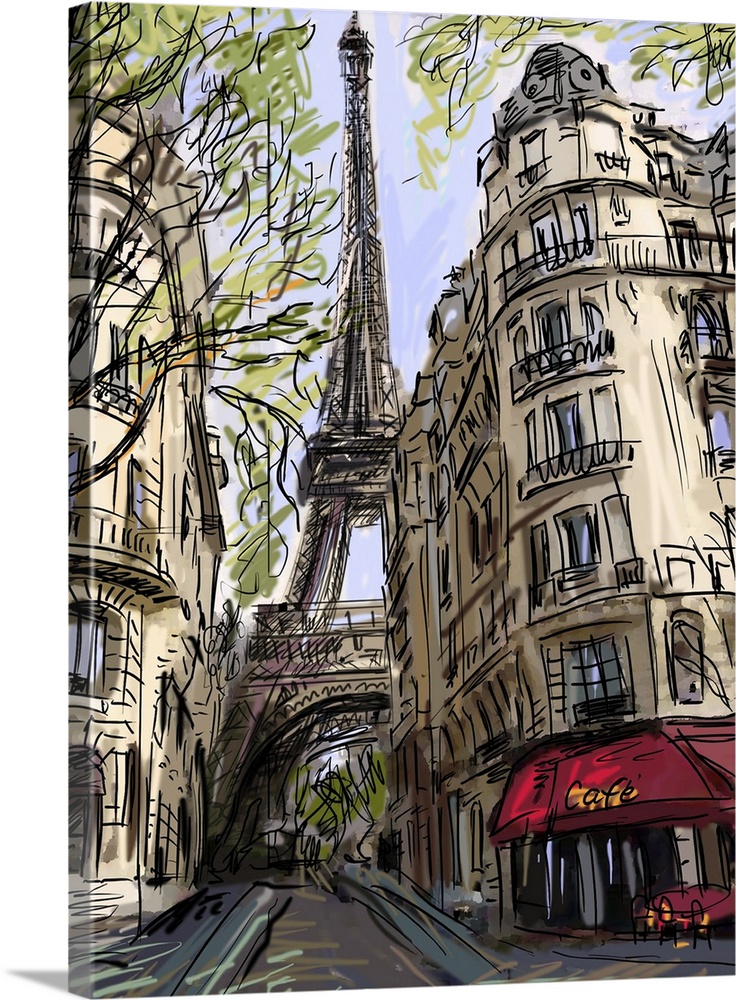 Street in Paris, originally an illustration.