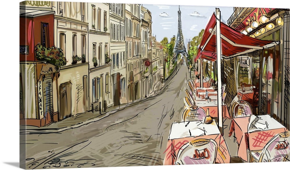 Street in Paris, originally an illustration.