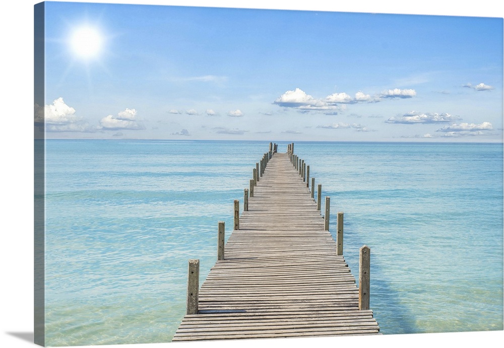 Summer, travel, vacation and holiday concept - wooden pier in Phuket, Thailand.