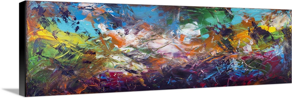 Seabed abstract panorama with the sunken ships horizontal panel. Originally acrylic art on canvas.