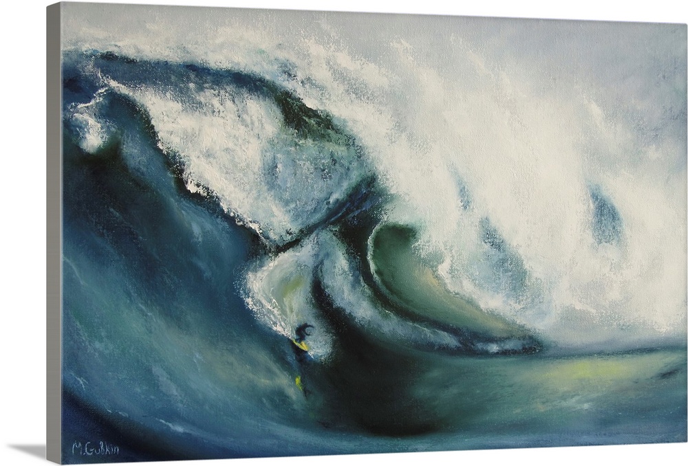 Originally oil paint on canvas with surfing.