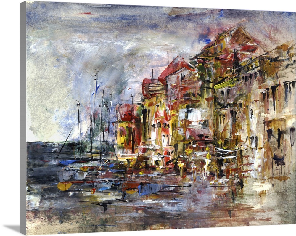 The city with the port, originally an acrylic painting on paper.