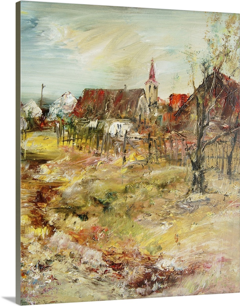 The village with church, originally an oil painting.