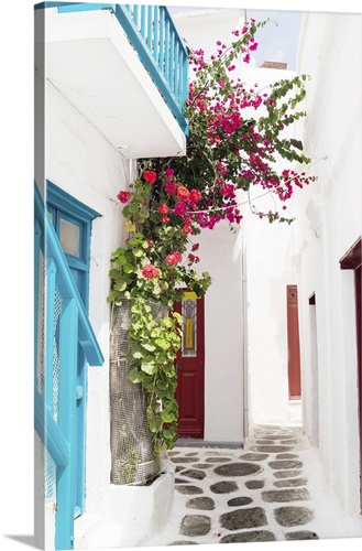 Traditional Greek House On Mykonos Island, Greece Wall Art, Canvas ...